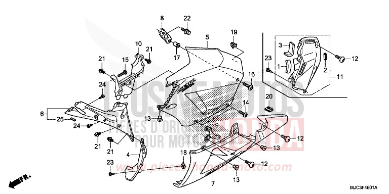 MITTLERER WINDLAUF/UNTERER WINDLAUF (L.) von CBR600RR ABS ROSS WHITE (NH196) von 2013